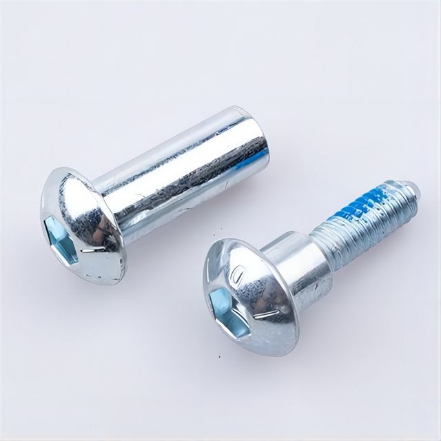 1/4 Carbon Steel Zinc Plated Button Head Threaded Metal Chicago Screw Binding Screw Post Male And Female Screw