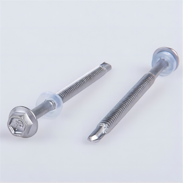 Stainless Steel Flange Hex Washer Head Long Self Drilling Roofing Screws With Plastic Gasket